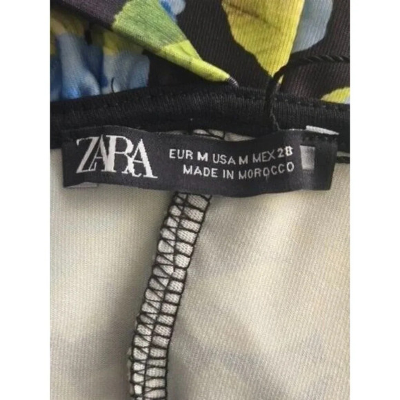 Zara multicolor Floral Asymmetrical Bodysuit Front Knot Ruched size M - Picture 7 of 7